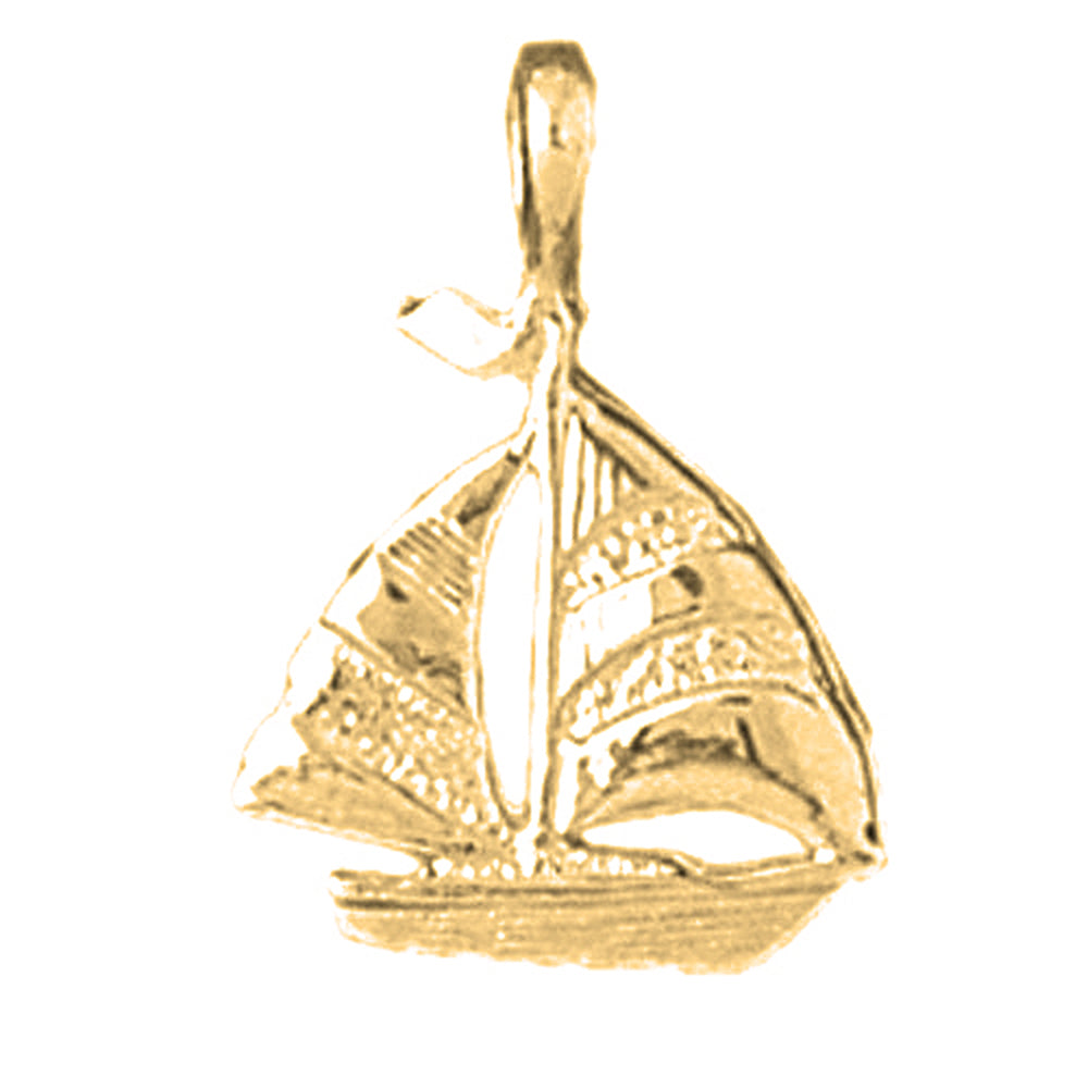 Yellow Gold-plated Silver Sailboat Pendant