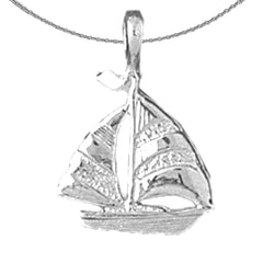 Colgante de velero de plata de ley (bañado en rodio o oro amarillo)