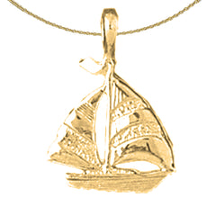 Colgante de velero de plata de ley (bañado en rodio o oro amarillo)