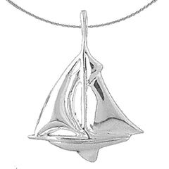 Colgante de velero de plata de ley (bañado en rodio o oro amarillo)