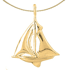 Colgante de velero de plata de ley (bañado en rodio o oro amarillo)