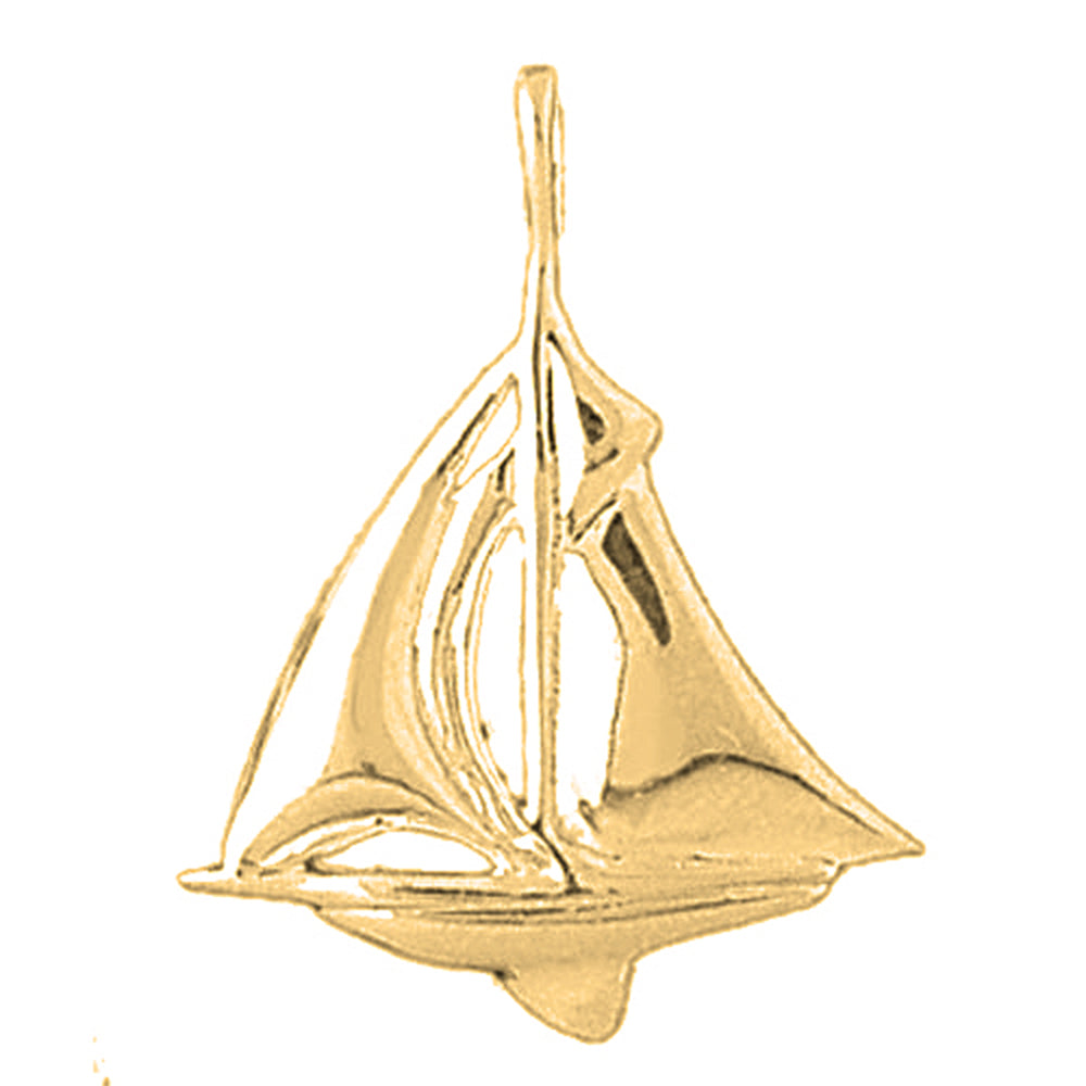 Yellow Gold-plated Silver Sailboat Pendant
