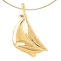 Colgante de velero de plata de ley (bañado en rodio o oro amarillo)