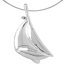 Colgante de velero de plata de ley (bañado en rodio o oro amarillo)