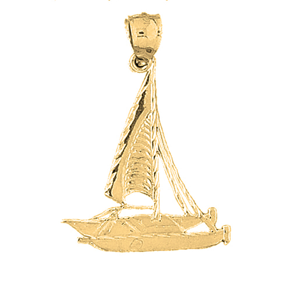 Yellow Gold-plated Silver Sailboat Pendant
