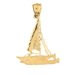 Yellow Gold-plated Silver Sailboat Pendant