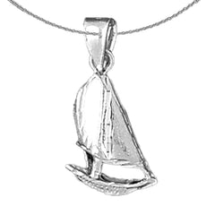 Colgante de velero de plata de ley (bañado en rodio o oro amarillo)
