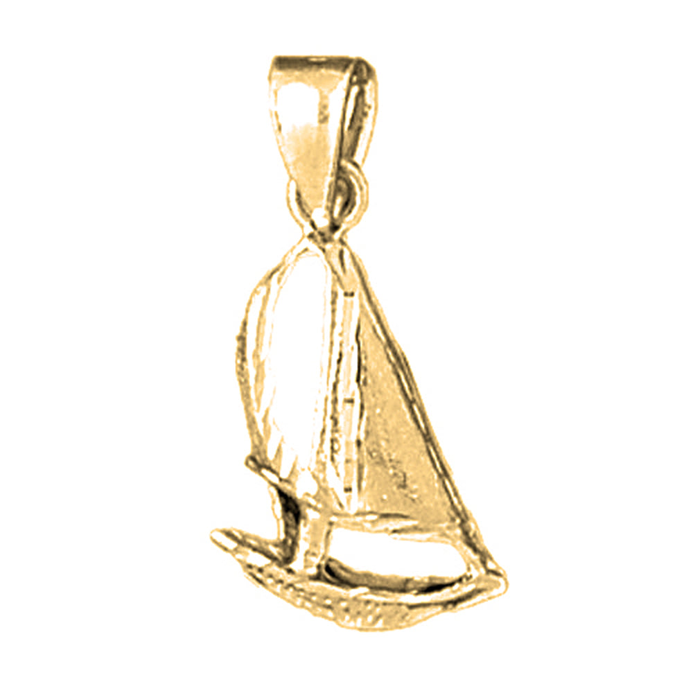 Yellow Gold-plated Silver Sailboat Pendant