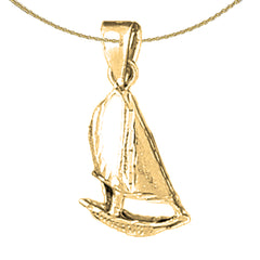 Colgante de velero de plata de ley (bañado en rodio o oro amarillo)