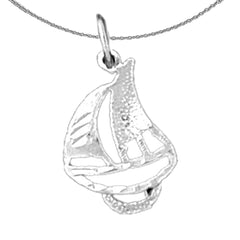 Colgante de velero de plata de ley (bañado en rodio o oro amarillo)