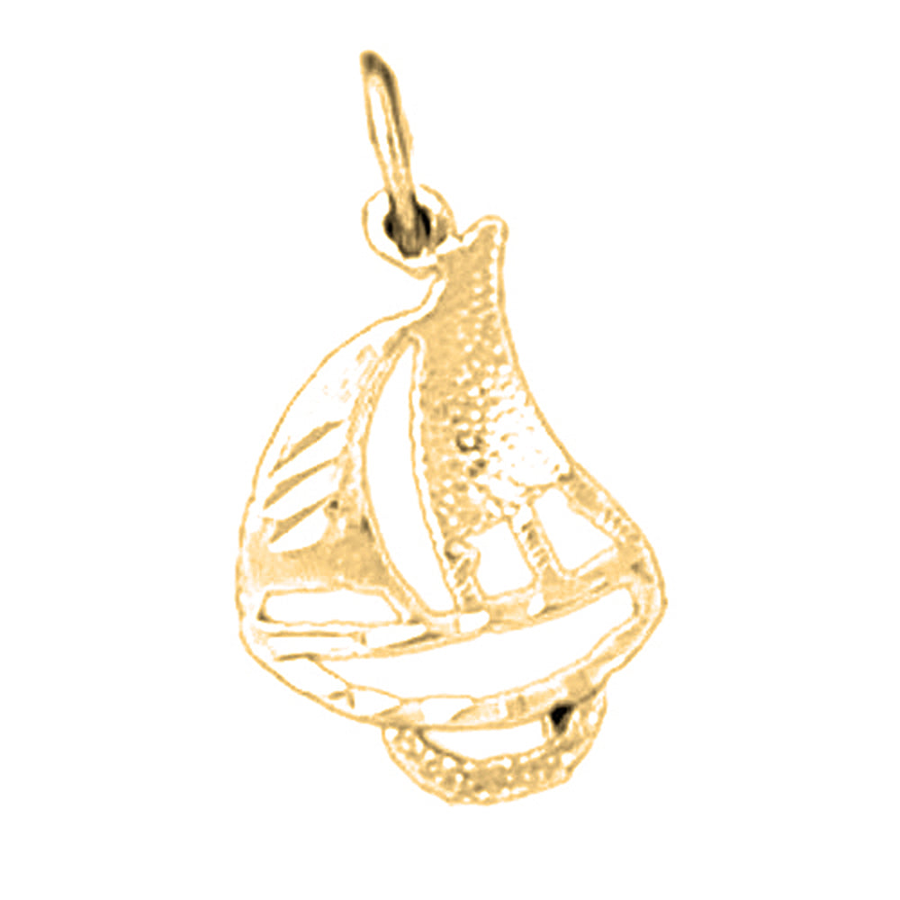 Yellow Gold-plated Silver Sailboat Pendant