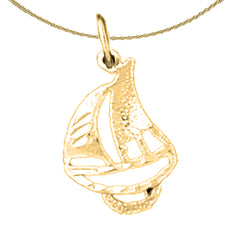 Colgante de velero de plata de ley (bañado en rodio o oro amarillo)