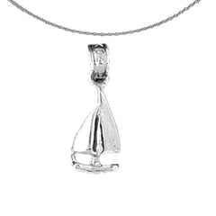 Colgante de velero de plata de ley (bañado en rodio o oro amarillo)