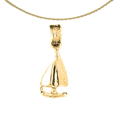 Colgante de velero de plata de ley (bañado en rodio o oro amarillo)