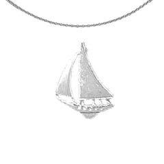 Colgante de velero de plata de ley (bañado en rodio o oro amarillo)