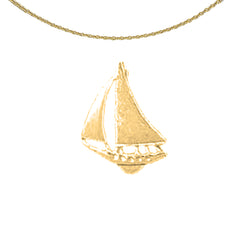 Colgante de velero de plata de ley (bañado en rodio o oro amarillo)