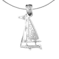 Colgante de velero de plata de ley (bañado en rodio o oro amarillo)