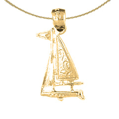 Colgante de velero de plata de ley (bañado en rodio o oro amarillo)