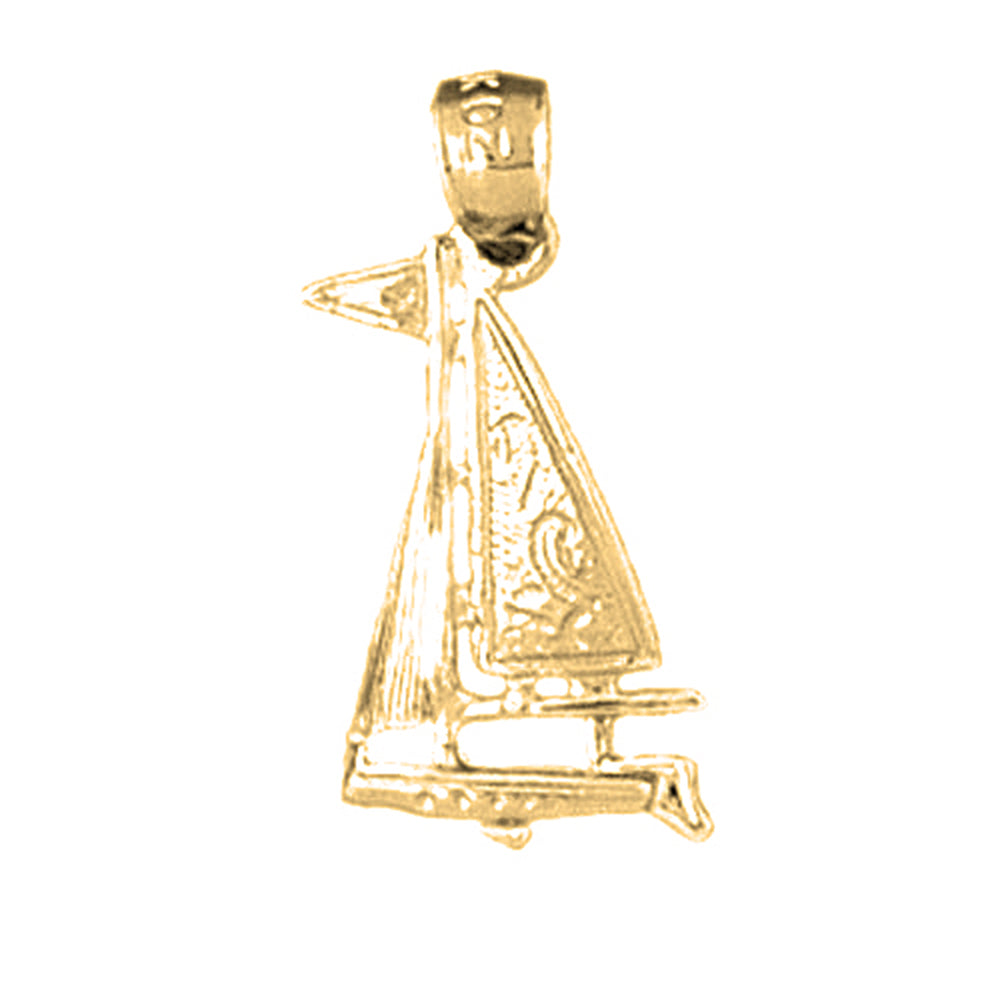 Yellow Gold-plated Silver Sailboat Pendant