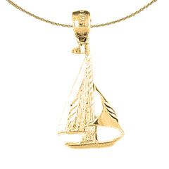Colgante de velero de plata de ley (bañado en rodio o oro amarillo)