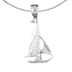 Colgante de velero de plata de ley (bañado en rodio o oro amarillo)