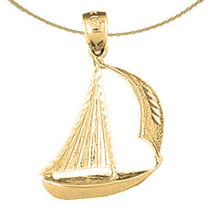 Colgante de velero de plata de ley (bañado en rodio o oro amarillo)