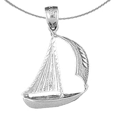 Colgante de velero de plata de ley (bañado en rodio o oro amarillo)