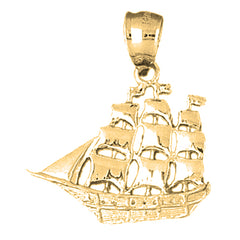 Yellow Gold-plated Silver Pirate Ship Pendant