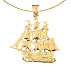 Colgante de barco pirata de plata de ley (bañado en rodio o oro amarillo)