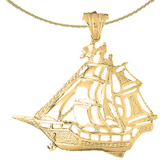 Sterling Silver Pirate Ship Pendant (Rhodium or Yellow Gold-plated)