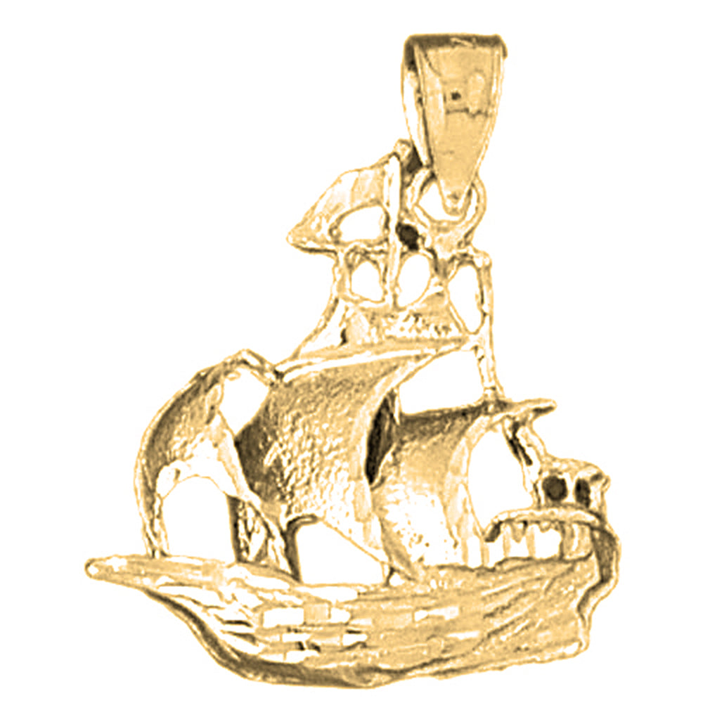 Yellow Gold-plated Silver Pirate Ship Pendant