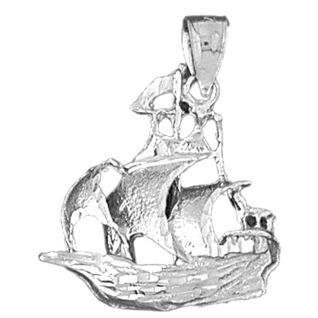 Sterling Silver Pirate Ship Pendant