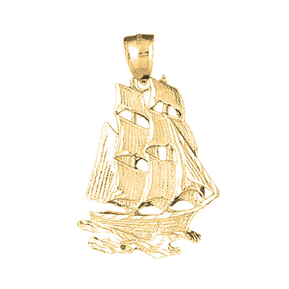 Yellow Gold-plated Silver Pirate Ship Pendant