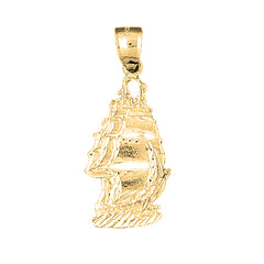 Yellow Gold-plated Silver Pirate Ship Pendant