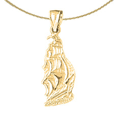 Colgante de barco pirata de plata de ley (bañado en rodio o oro amarillo)