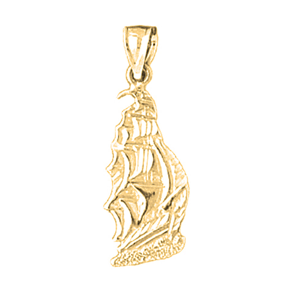 Yellow Gold-plated Silver Pirate Ship Pendant