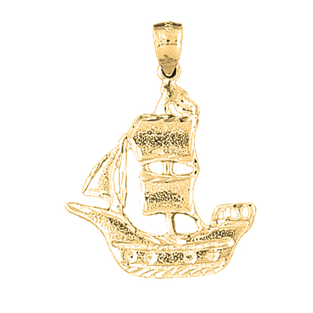 Yellow Gold-plated Silver Pirate Ship Pendant