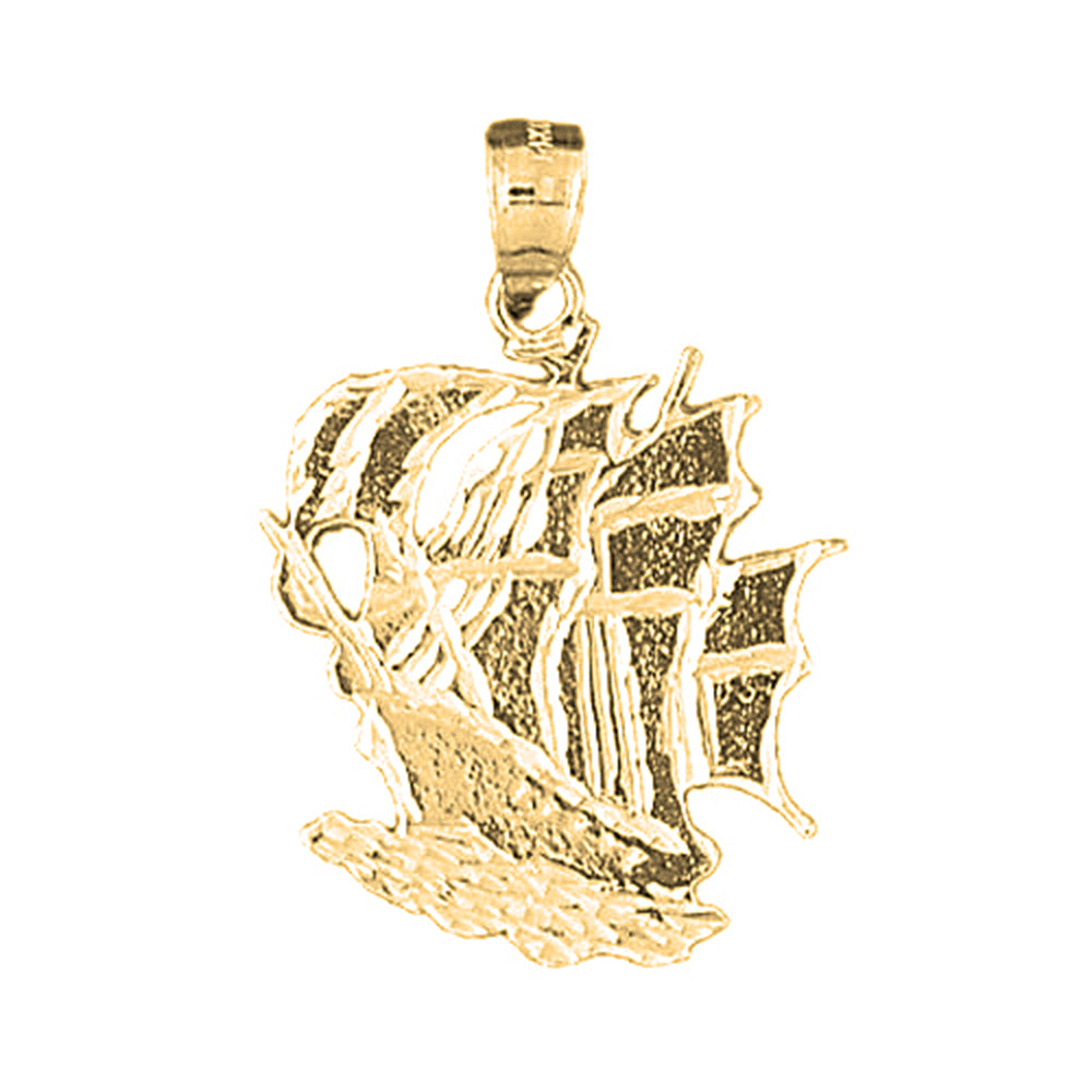 Yellow Gold-plated Silver Pirate Ship Pendant