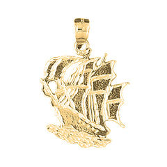 Yellow Gold-plated Silver Pirate Ship Pendant