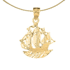 Colgante de barco pirata de plata de ley (bañado en rodio o oro amarillo)