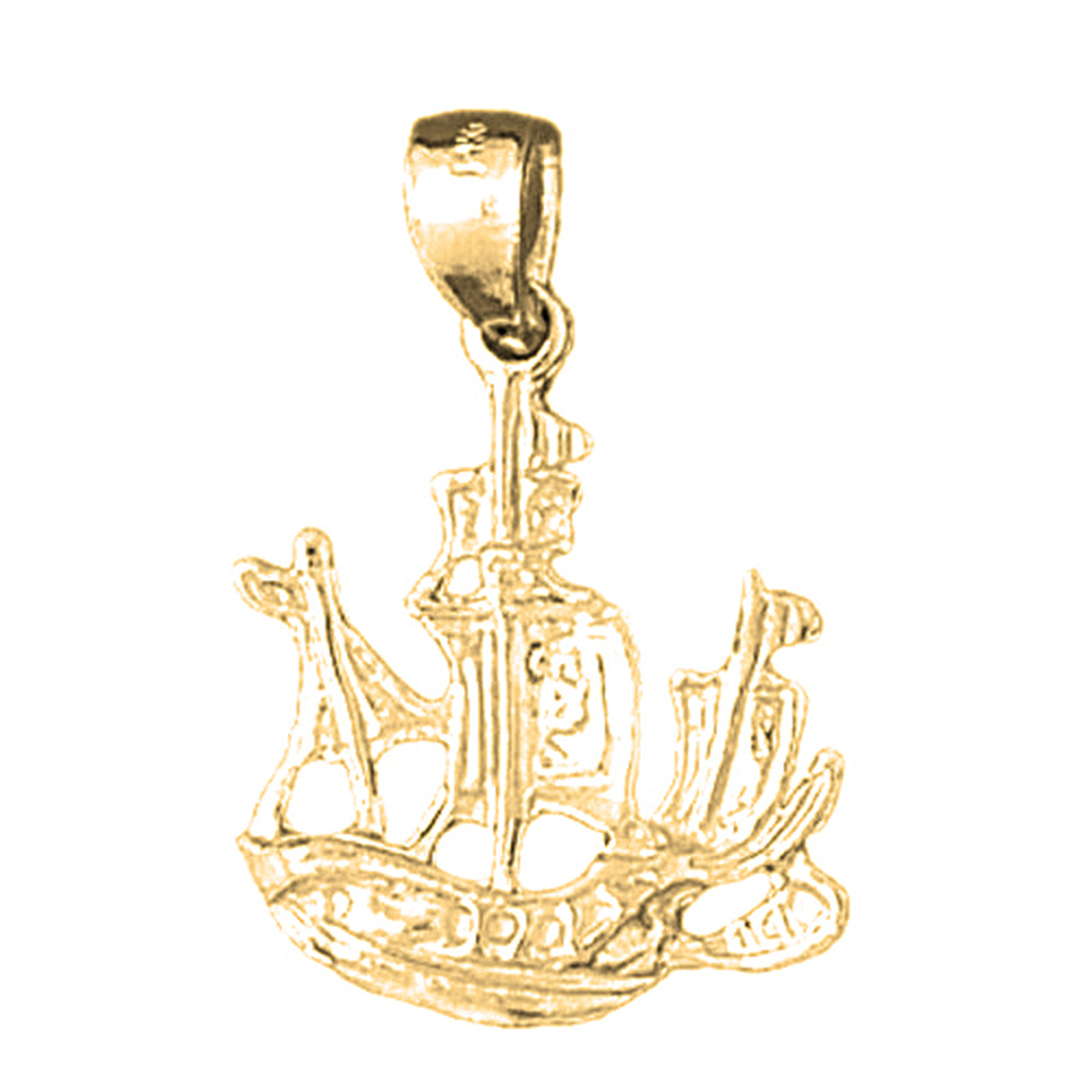Yellow Gold-plated Silver Pirate Ship Pendant