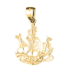 Yellow Gold-plated Silver Pirate Ship Pendant