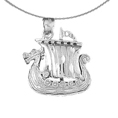3D-Anhänger Piratenschiff aus Sterlingsilber (rhodiniert oder gelbvergoldet)