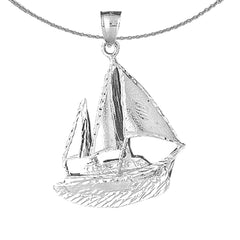 Sterling Silver Pirate Ship Pendant (Rhodium or Yellow Gold-plated)