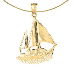 Sterling Silver Pirate Ship Pendant (Rhodium or Yellow Gold-plated)