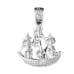 Sterling Silver Pirate Ship Pendant