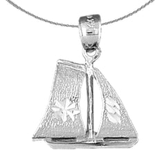 Sterling Silver Pirate Ship Pendant (Rhodium or Yellow Gold-plated)