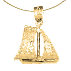 Sterling Silver Pirate Ship Pendant (Rhodium or Yellow Gold-plated)