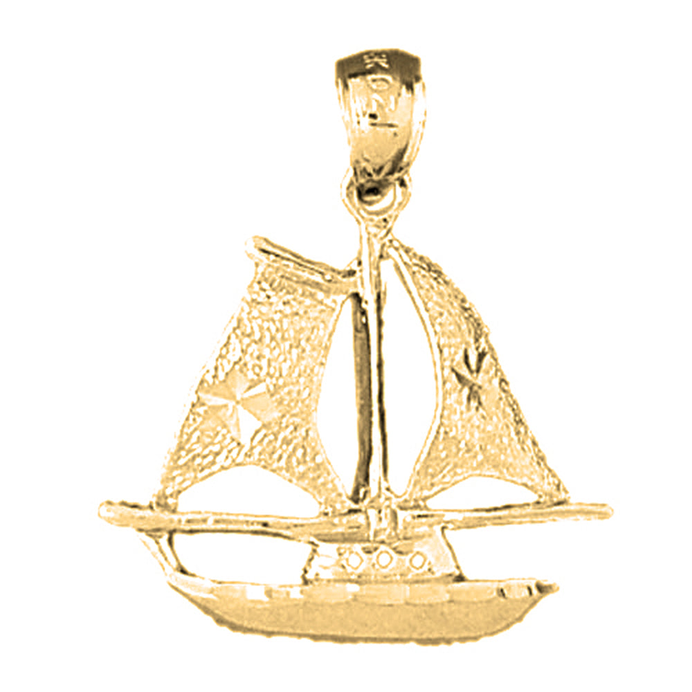 Yellow Gold-plated Silver Pirate Ship Pendant