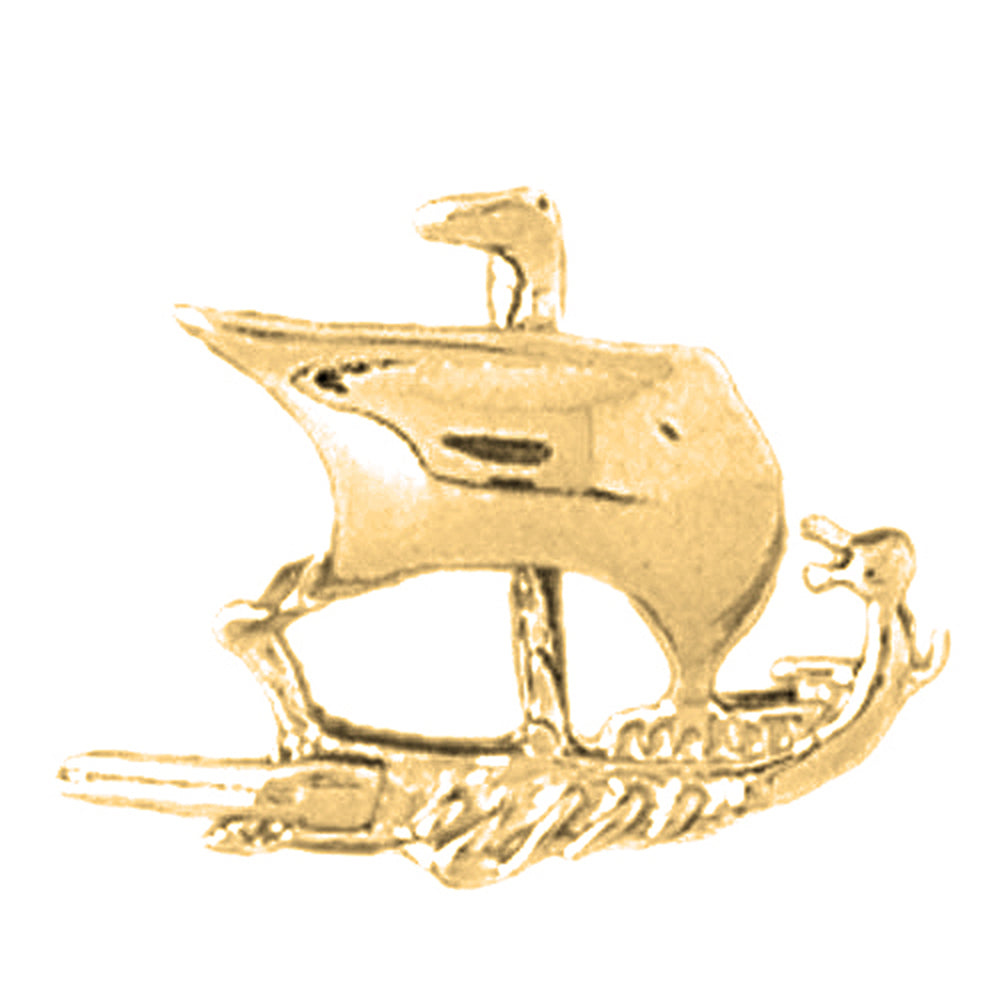 Yellow Gold-plated Silver Pirate Ship Pendant